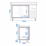 Masă frigorifică PREMIUM - 1400x600 mm - 250 L - cu 2 uși - blat lucru