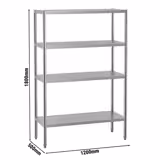 Étagère en inox ECO - 1200 x 490 mm - avec 4 étagères (réglables)
