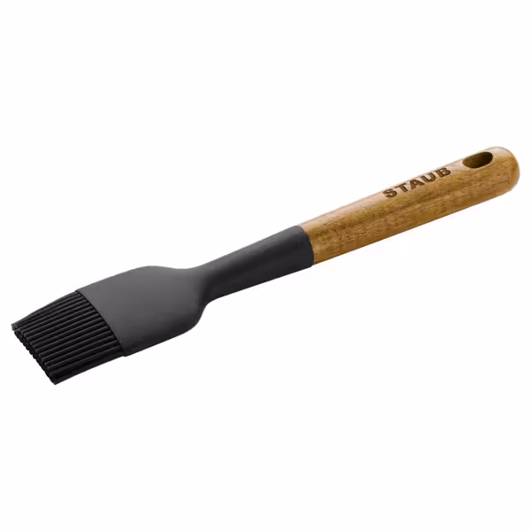 STAUB | Silicone Pastry & Basting Brush 22 cm – Black - Acacia Wood Handle - Non-Stick Safe