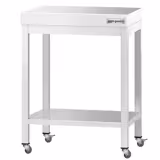 Table de travail en inox PREMIUM - 600 x 600 mm - avec tablette inférieure et roulettes