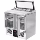 Commercial Saladette Counter PREMIUM - 900mm - 159L - 2 glass doors - for 4 x GN 1/3 & glass lid
