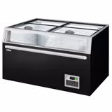 Vrieseiland - 1454x850mm - 402 liter - 2 glazen schuifdeksels - zwart