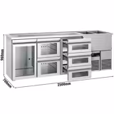 Direct Draw Beer Dispenser / Kegerator PREMIUM - 2500x700mm - Single Glass Door & 5 Drawers