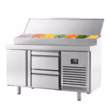 Commercial Saladette Prep Counter - 1468x700mm - 1 Door & 2 Drawers - for 1x GN 1/2 & 6x GN 1/3
