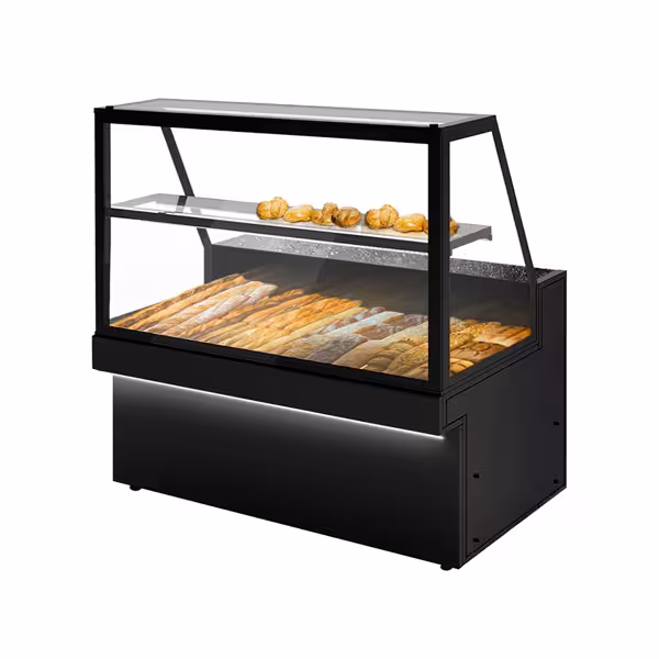 Ekmek Teşhir Reyonu TORONTO - 1500mm - 1 raflı - LED aydınlatma - ön panel siyah