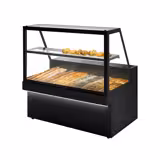 Présentoir à pain TORONTO - 1500x800mm - Façade noire - 1 étagère en verre - Éclairage LED