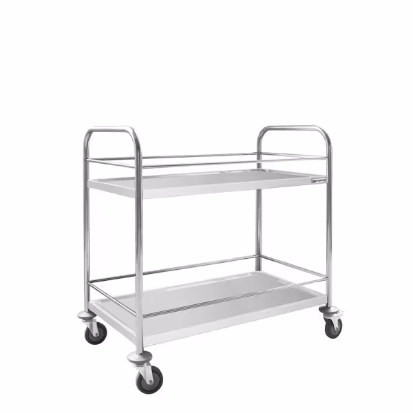 Serveerwagen - 845x525mm - met 2 bladen & versteviging & geluidsarme zwenkwielen