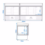 Pizzawerkbank PREMIUM - 2300x700mm - met granieten werkblad - met 5 deuren