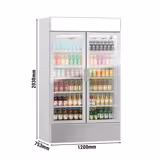 (4 pz) Vetrina frigo per bibite - 4800mm - 4800l - porta in vetro senza cornice - con 8 porte in vetro & cassonetto pubblicitario illuminato & illuminazione LED