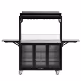 Commercial Mobile Cocktail Station – Includes Bar Fridge, Work Surface, Glass Shelf & LED Lighting – Fold-Out Design