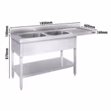 Spülmaschinen-Spültisch - 1800x600mm - mit 2 Becken links