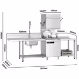 Lavastoviglie a capotta professionale - 7,1kW - con pompe dosatrici detergente & brillantante - cesto 50x50cm - con tavolo di alimentazione sinistra & tavolo di scarico destra