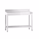 Tavolo da lavoro in acciaio inox PREMIUM - 1000x700mm - con ripiano inferiore & alzatina & traversi di rinforzo