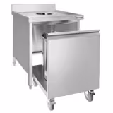 Poubelle - Carénée, avec conteneur à roulettes - 700x970x700mm - avec ouverture d’insertion, bac intérieur amovible, fermeture douce - Acier inoxydable