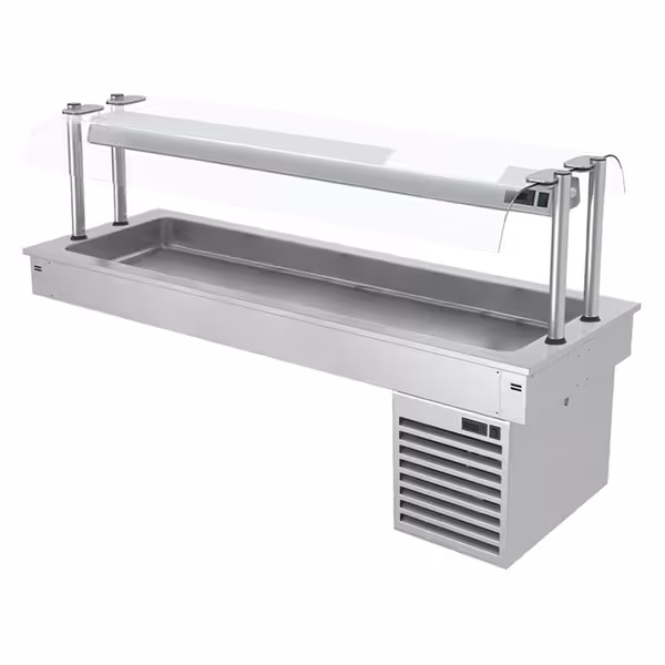 Geventileerde drop-in koelbak - 1785mm - +2 tot +8°C - 5x GN 1/1 - 410W - met glazen hoestscherm