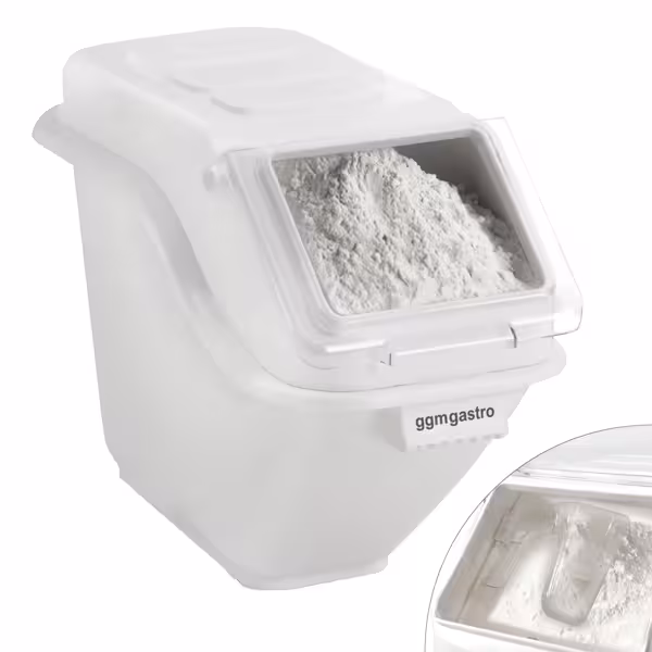 حاوية تخزين طعام تجارية - بغطاء - 290x593mm - 20 L - بولي بروبيلين (PP) - أبيض - قابلة للتكديس