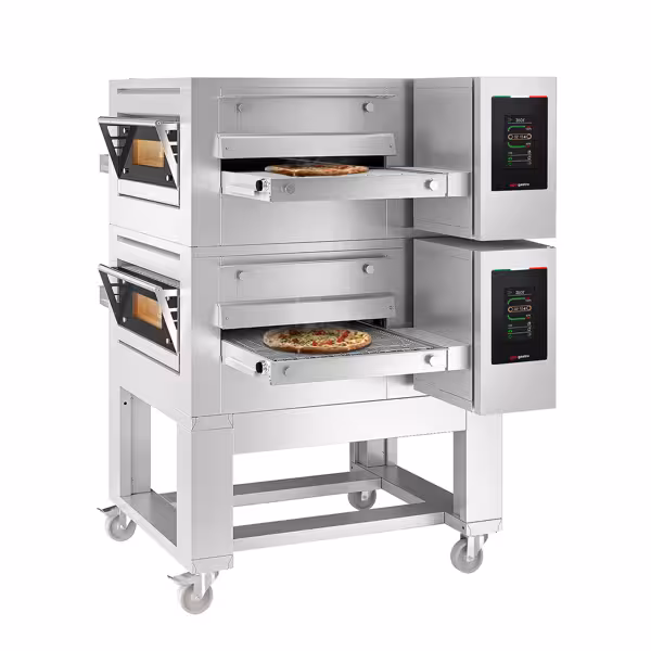 (2 Units) Commercial Gas Conveyor Oven – 1680 x 2180 mm – Touch Control – 800 mm Belt Width – incl. Stand