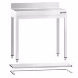 Masă de lucru din oțel inoxidabil PREMIUM - 700 x 700 mm - cu blat de bază, rebord și traversă de rigidizare