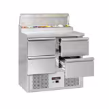 Saladette / mesa de preparação ECO - 0,9 x 0,7 m - com 4 gavetas 1/2