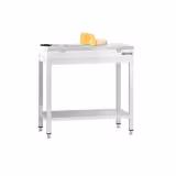 Masă lucru inox PREMIUM - 700x600mm - cu blat inferior - incl. placă de tăiat albă