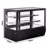 Kylvitrin - bänkmodell - 120 liter - 700 mm - dubbelglas - rakt glas - med 2 hyllor - svart - För SE