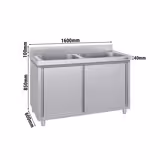 Commercial Sink Cabinet ECO - 1600x600mm - with 2 bowls centre