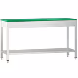Edelstahl Arbeitstisch PREMIUM - 2000x800mm - mit Grundboden - inkl. Schneideplatte Grün
