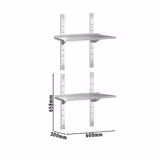 Mensola a parete in acciaio inox PREMIUM - 600x300mm - con 2 ripiani