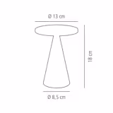 Tafellamp - CONE - oplaadbaar - draadloos - IP54 - dimbaar in 3 standen - Ø130mm - Zwart