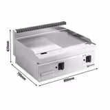 Elektrische bakplaat - 7,1kW - 1/2 glad 1/2 geribbeld - Bakoppervlak: 800x700mm