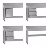Mesa de trabajo de acero Inox.  ECO 0,6 m - con zócalo y estante inferior