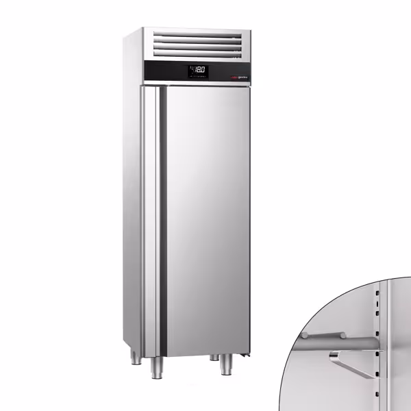 Armoire réfrigérée vitrée négative en acier inoxydable AISI 430 PREMIUM - 400 L - avec 1 porte vitrée