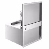 Hand Wash Basin - Stainless steel (AISI 304) - wall mounted, with upstand/splashback, with tap, knee-operated, with soap dispenser, cold water connection required