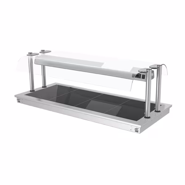 Płyta podgrzewająca do zabudowy – 1500 mm – 4x GN 1/1 – 1,8 kW – z szklaną osłoną przeciwkaszlową
