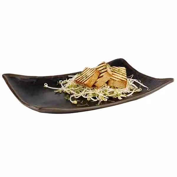 (6 stuks) Dienblad MARONE - Melamine - 32,5x23,5cm - hoogte: 45mm - Zwart/Bruin - stapelbaar - geschikt voor vaatwasser