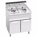 Friggitrice a gas professionale su mobile - 15+15L - 25,4kW - comandi meccanici - con rubinetto di scarico