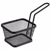 (6 pcs) Serving Basket - SNACKHOLDER - Stainless Steel - Rectangular - 100x85mm - with 1 Handle - Black