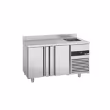 Koelwerkbank PREMIUM - 1430x700mm - met 2 deuren, 1 spoelbak rechts & achterwand