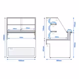 Serve Over Counter TORONTO - 1000mm - double glazing - black front - with 2 shelves - granite worktop