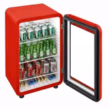 Mini displaykoelkast - 495mm - 113 liter - met 1 glazen deur & LED‑verlichting - rood
