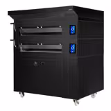 Électrique Four à étages (à soles) de boulangerie avec injection d’eau - Écran tactile - 2 chambres de cuisson - Noir - inclus Hotte & Armoire de fermentation