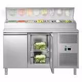 Hűtött előkészítő asztal ECO - 1510x800 mm - 2 ajtós - GN 1/3 8x feltéthűtő