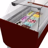 Vetrina Gelato LIAM - 1310mm - Refrigerazione statica - con Illuminazione LED - per 10+10x Vasca da gelato da 5 Litri - con riserva inferiore - Granatrot