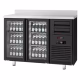 Premium PLUS μπαρ και πάγκος ποτών - 1475x700mm - 440 λίτρα - με 2 γυάλινες πόρτες και ορθοστάτη - μαύρο