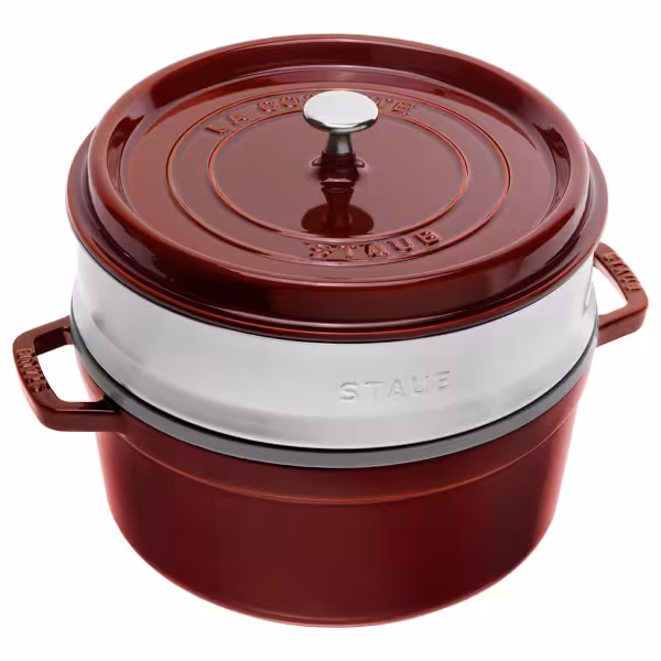 STAUB | LA COCOTTE - Kookpot met stoominzet - Ø 260mm - Gietijzer - Grenadine rood