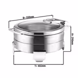 Chafing dish - Rond - avec couvercle en verre à fermeture douce (Soft-Close) - 5.7L
