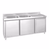 Spülschrank PREMIUM - 1800x600mm - mit Abfallbehälter & 2 Becken links