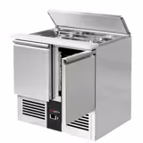 Commercial Saladette Counter PREMIUM - 903mm - 240L - 2 doors - open top for 2 x GN 1/1 & 3 x GN 1/6 & stainless steel hinged lid
