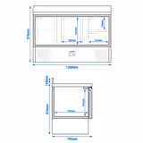Saladette / Pizzakühltisch PREMIUM - 1,37 x 0,7 m - mit 2 Türen, 2 Schubladen & Aufkantung