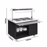 Buffetwagen warm DANZIG - 1300mm - voor 3x GN 1/1 - met dienblad schuif - zwart